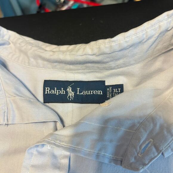 Ralph Lauren 3LT Tall Men’s Blue 100% Cotton Oxford Button Shirt Classic Fit - Picture 2 of 6